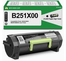 High Yield B251X00 Toner Cartridge with Chip 10K Pgs B251X00 Black Lexmark B2546 picture