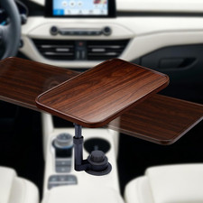 Car Desk for Laptop, 360° Swivel, Height Adjustable Wood-Grain Tray | Tool-Free picture