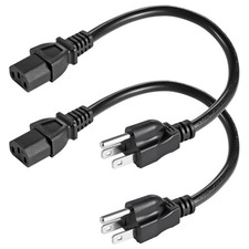 [2-Pack] 1FT Premium Replacement AC Power Cord - 18AWG Universal 3 Prong Comp... picture