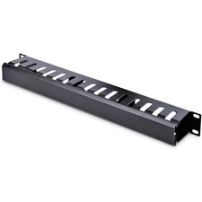 StarTech.com 1U Horizontal Finger Duct Rack Cable Management Panel with Cover - picture