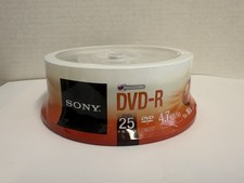 Sony 16x DVD-R 4.7GB Recordable DVD 25 Pack Spindle New/Sealed picture