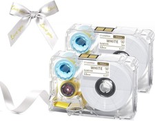 A30 P15 Ribbon Printer Label, Gold on White Satin Ribbon picture