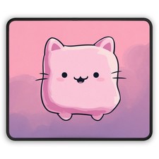 Kawaii Pink Cat Cube Gaming Mouse Pad | Cute Cartoon Kitty picture