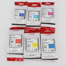 Lot 6 Canon PFI-101  Genuine Ink Cartridges  Red Cyan Yellow Magenta Blue OEM picture