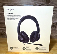 Targus AEH102 USB Wired Stereo Headset Boom Mic Plug & Play 6ft Black picture
