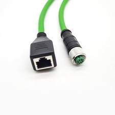 3.28ft M12 4 Pin to RJ45 Industrial Ethernet Cable, M12 4 Pin D Code Female t... picture
