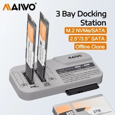 MAIWO 3 Bay Docking Station M.2 NVMe SATA SSD Case & 2.5 3.5 Inch SATA HDD Enc T picture
