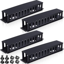 4 Pcs 2u Horizontal Mount Cable Management 19 Inch Cable Management Panel 12 ... picture