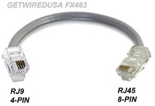 RJ9 RJ10 22 4P4C 4-PIN to RJ45 CAT5 ETHERNET 8-PIN PHONE NETWORK HEADSET ADAPTER picture