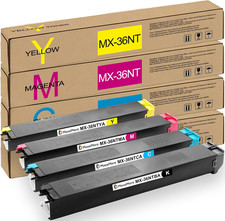 Chip 4-Pack MX-36NT MX36NT Toner Cartridges BCMY Black Cyan Magenta Yellow BN picture