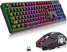 Wireless RGB Gaming Keyboard and Mouse Rechargeable RGB Backlit Long Battery Lif picture