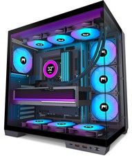 ATX PC Gaming Case Mid-Tower 7 PWM ARGB Fans Dual Cavity Type-C Black picture