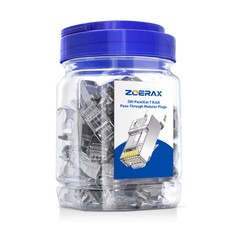 RJ45 Cat6A Cat7 Shielded Pass Through Modular Plug 8P8C 50 Pcs Gold Plated picture