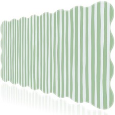 Green Striped Pad,Scalloped Desk Mat XXL Large Geometric Gaming Mousepad,35.4... picture