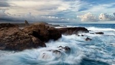 Landscape coast rocks waves whirlpools long exposure Custom Gaming Mat Desk picture