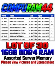 Lot of 30 - 16GB DDR4 Server Memory Mixed Brands PC4-2133P, 2400T, 2666V (480GB) picture