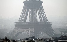 Landscape mist eiffel tower paris france architecture Custom Gaming Mat Desk picture