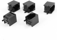 Uxcell 5 Pcs Black Unshielded RJ12 6P6C Network LAN Ethernet PCB Connector Jacks picture