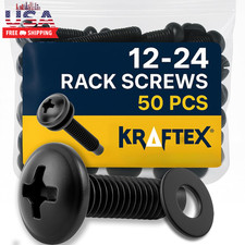 12-24 Rack Screws [50Pk] – Rack Mount Screws with Nylon Washers for Server, Netw picture