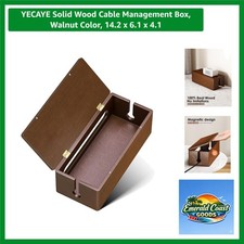 Elegant Walnut Solid Wood Cable Management Box with Magnetic Closure, 14.2