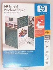 HP C7020A Inkjet Tri-Fold Brochure Paper Gloss 100 Sheets 8.5”x11” 48lb glossy picture