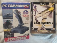 Vtg World War II Combat Simulations Computer Fighter Game +PC Commander Joystick picture