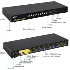 CKL 8 Port USB 3.0 Rack Mount HDMI KVM Switch Dual Monitor 4K@60Hz with Audio picture