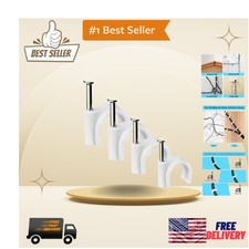 Durable White Cable Clips: 400 Pack with Steel Nails for Indoor/Outdoor Use picture
