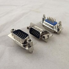 10x D-SUB DB15 DP15 15Pin Male DIP PCB Solder Connector Adapter 3 Row Lock Screw picture