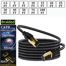 Cat 8 Braided Ethernet Cable RJ45 Super Speed 40Gbps 2000Mhz LAN Network Lot picture