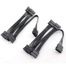 2 PCS IDE 4 Pin To SATA 15 Pin Power Cable Adapter 18AWG 1 To 5 Splitter picture