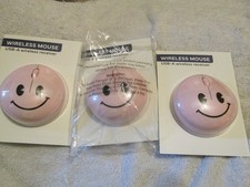 3 -- Target Bullseye Smile Light Pink Vivitar Wireless Computer Mouse Great Gift picture