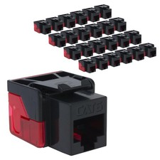 ICC CAT6 Keystone Jack with Inline IDC No Pair Split Wiring Pack of 25, Black  picture