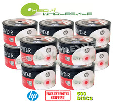 500 HP Blank 16X DVD-R DVDR Branded Logo 4.7GB Recordable Media Disc 10x50pk picture