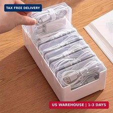 Cable Organizer Storage Box with 7 Wire Ties,Desktop Cable Management Box with S picture