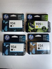 GENUINE NEW HP BUNDLE (3)Black 934 & 1-935XL Yellow/4 Total- SEALED 2021,22 & 23 picture