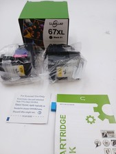 LLAOLLAO 67XL 2 PACK BLACK REPLACEMENT INK CARTRIDGES FOR HP SEALED BAGS picture