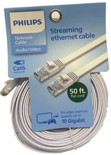 Philips Audio/Video Network Cable Cat6 Flat Streaming Ethernet Cable White, 50ft picture