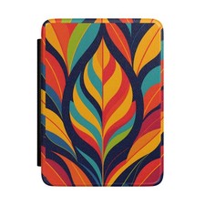 Colorful Retro Leaf Pattern Kindle Case | Boho Floral Tablet Sleeve picture