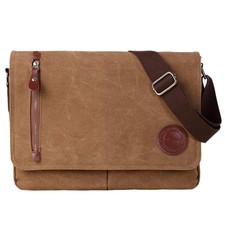 Canvas Messenger Bag for Men & Women, Travel Shoulder Bag, 13.5