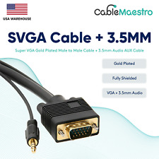 SVGA Super VGA 3.5mm Aux Audio Cable Video Male to Male Monitor Cord 15 Pin Lot picture