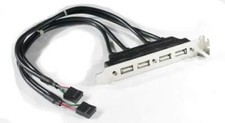 Dual 9 Pin Header to 4 Ports USB 2.0 Female Host Cable Back Rear Panel Bracket picture