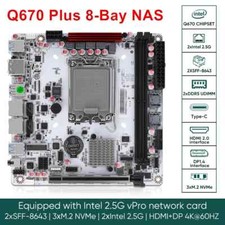 12/13/14th Gen LGA1700 Processor Motherboard Q670 Intel vPro 8-Bay NAS 3x NVMe  picture