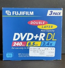 Fujifilm DVD+R DL Disc 3 Pk. Double Layer Single Sided - 240 Minutes New In Box picture