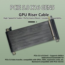 PCI E PCIe 5.0 X16 Riser Cable Plated Shielded Double Reverse PCI Express Gen5 picture