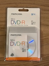 Memorex 5 Pack 4X Camcorder 1.4GB 30 Min Mini DVD-R Single Sided w/ Cases picture