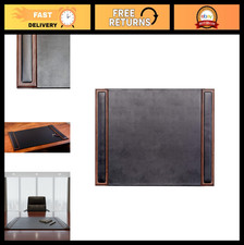 Elegant Wood & Leather Desk Pad with Side Rails - Premium Office Accessory picture
