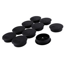 10pcs Black PC Computer Desk Table Plastic Grommet Wire Cable Hole Cover picture