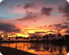 Hawaii Sunset Beaches PAlm Trees Photo Art Designs Novelty Mouse Pad picture