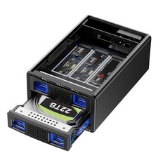 Hybrid 2.5in SATA HDD SSD 3-Slot M.2 NVMe Enclosure USB-C/A 10Gbps Fan picture